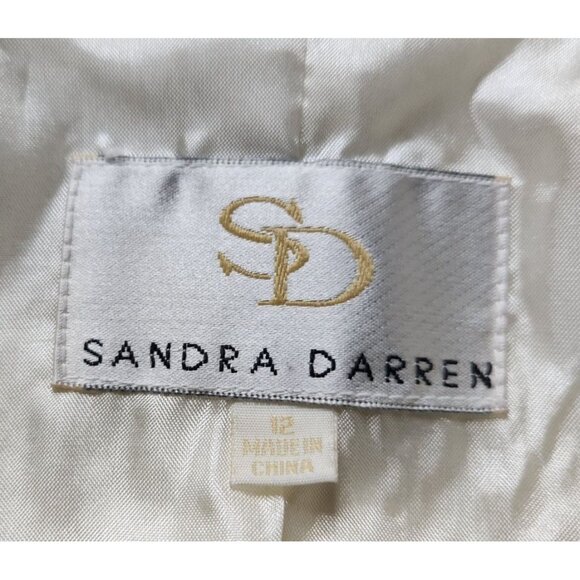 Sandra Darren Womens  Lined Cream Blazer Jacket With Contrast Trim Sz 12 Elegant - Picture 2 of 5